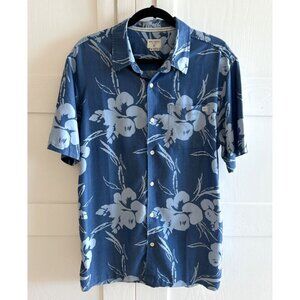 Jack O'Neill Mens M Blue Hawaiian Short Sleeve Button Down Shirt Summer Vacation